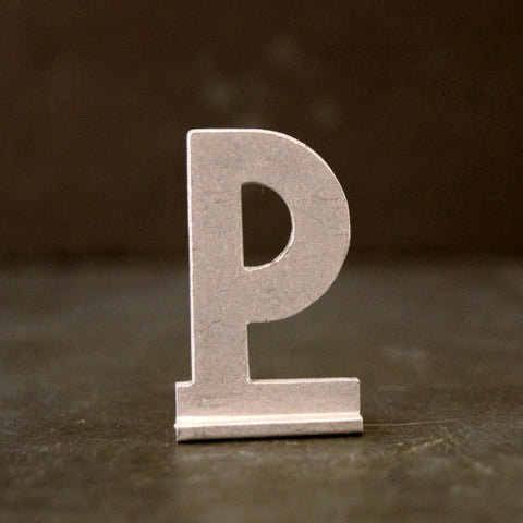 Vintage Metal Sign Letter "P" with Base, 1-13/16 inches tall (c.1950s) - thirdshift