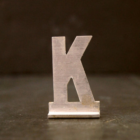 Vintage Metal Sign Letter "K" with Base, 1-13/16 inches tall (c.1950s) - thirdshift