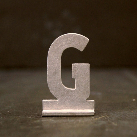 Vintage Metal Sign Letter "G" with Base, 1-13/16 inches tall (c.1950s) - thirdshift