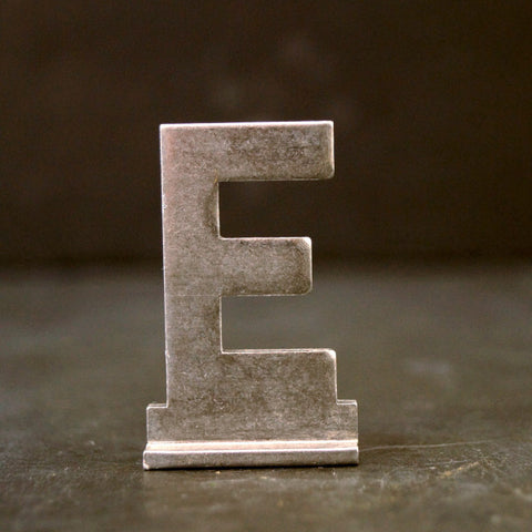 Vintage Metal Sign Letter "E" with Base, 1-13/16 inches tall (c.1950s) - thirdshift
