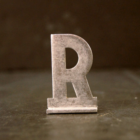 Vintage Metal Sign Letter "R" with Base, 1-13/16 inches tall (c.1950s) - thirdshift