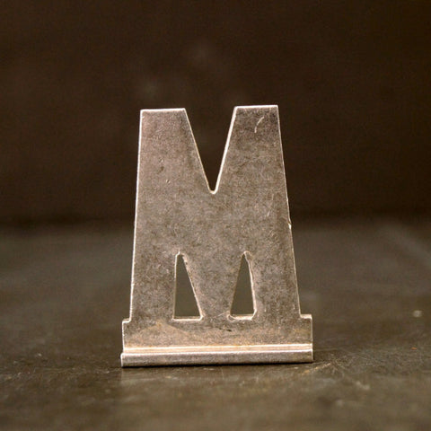 Vintage Metal Sign Letter "M" with Base, 1-13/16 inches tall (c.1950s) - thirdshift