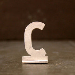 Vintage Metal Sign Letter "C" with Base, 1-13/16 inches tall (c.1950s) - thirdshift