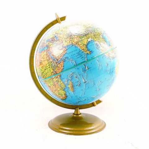 Vintage Crams Enviro-Sphere World Globe with Bright Blue Oceans, 12" diameter (c.1947) - thirdshift