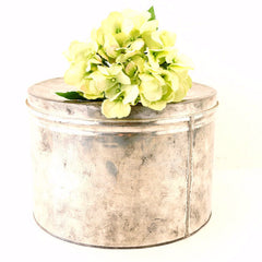 Vintage Silver Metal Chips Tin, 12" diameter (c.1940s) - thirdshift