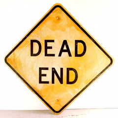 Vintage Metal "Dead End" Sign in Yellow and Black, 30" square (c.1970s) - thirdshift