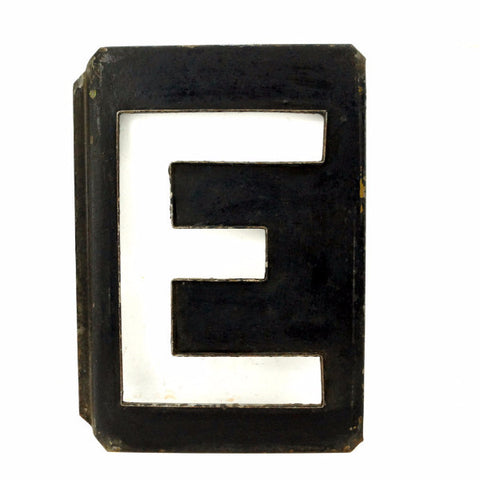 Vintage Metal Letter "E" Moonglo Marquee Letter, 13" tall (c.1900s) - thirdshift