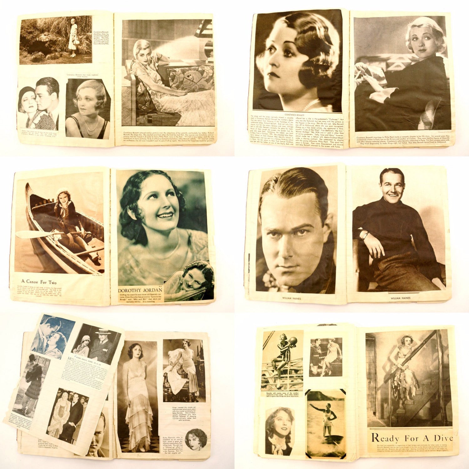 Vintage Scrapbook Notebook with Movie Star Photo Clippings (c.1920-30s –