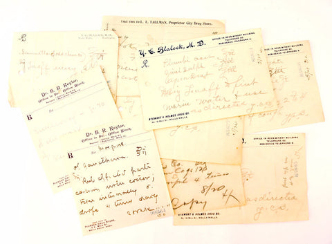 Vintage / Antique Handwritten Medical Prescriptions, Set of 9 (c.1901) N2 - thirdshift