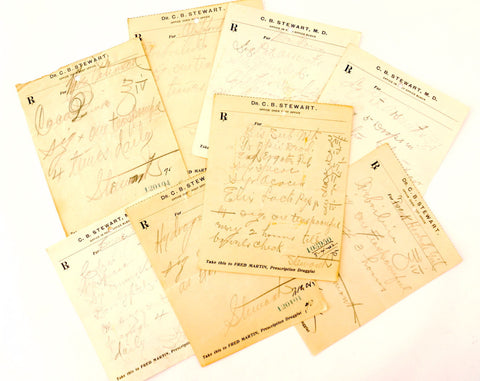 Vintage / Antique Handwritten Medical Prescriptions, Set of 8 (c.1901-02) N1 - thirdshift