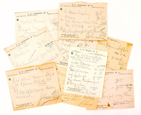 Vintage / Antique Handwritten Medical Prescriptions, Set of 9 Slips (c.1900s) N3 - thirdshift