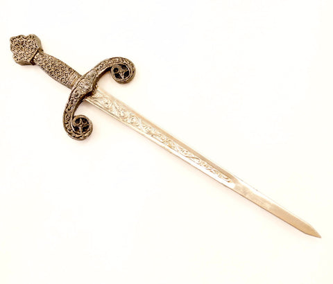 Vintage Letter Opener with Decorative Hand Guard from Spain, 8-1/2 inch long (c.1970s) - thirdshift