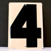 Vintage Industrial Metal Number 4 Sign, Gas Station Sign in Ivory and Black, 13.5" tall (c.1950s) - thirdshift